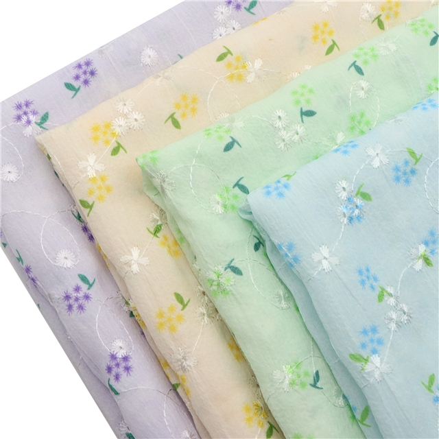 embroidery flower chiffon fabric pink,50*125cm(19.7*49.2