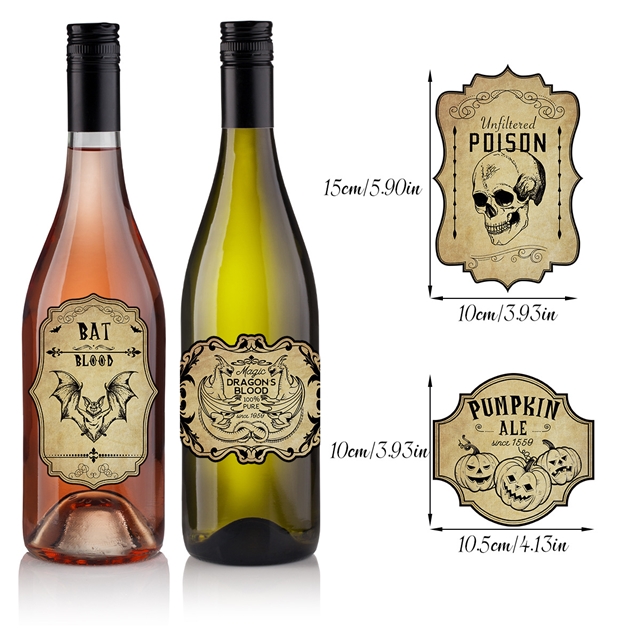 Halloween retro adhesive stickers red wine bottle stickers