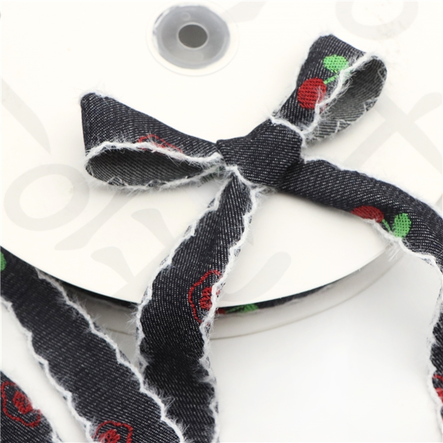cherry denim moon ribbon