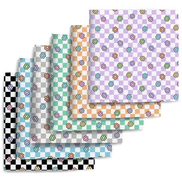 polyester cotton plaid flower series polyester cotton fabric set (6 pcs/set) polyester cotton fabric,50*45cm(19.7*17.7