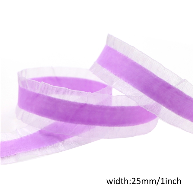lace polyester shiny silk ribbon 012,light purple,25mm(1