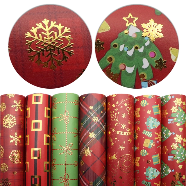 self printed gold foil faux leather fabric