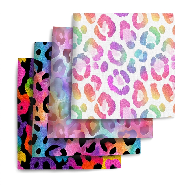 polyester cotton colorful leopard series polyester cotton fabric set (4 pcs/set)