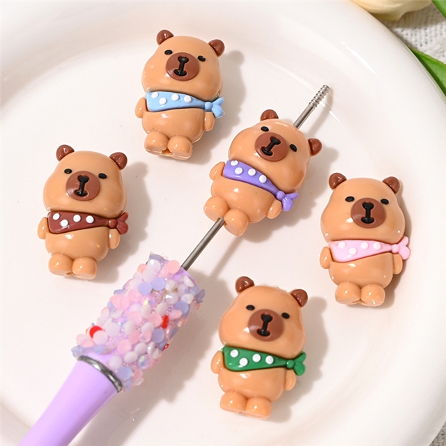 rubber 3d cartoon cute scarf capybara rubber beads