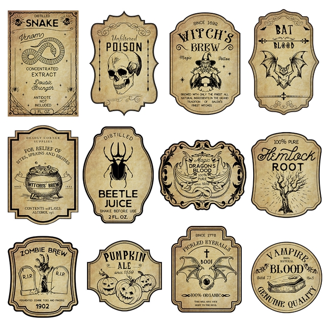 Halloween retro adhesive stickers red wine bottle stickers