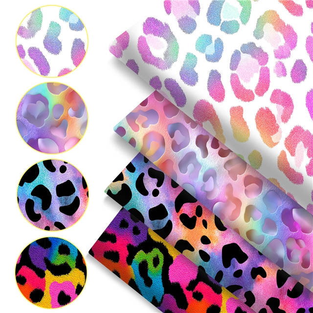 polyester cotton colorful leopard series polyester cotton fabric set (4 pcs/set)