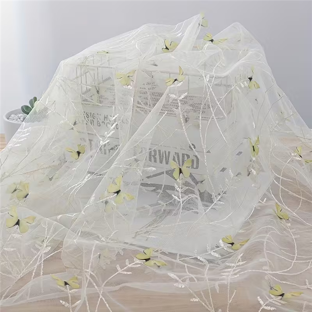 mesh embroidery branch 3d butterfly mesh fabric