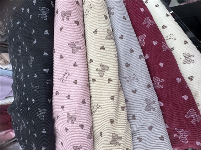 heart bow printed corduroy fabric
