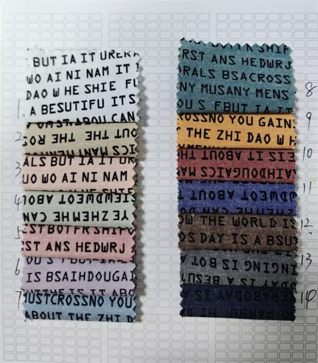 English letter printed fabric