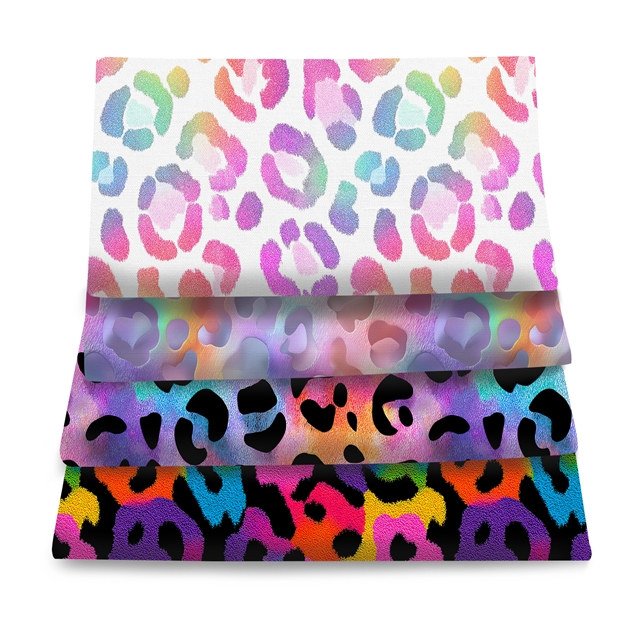 polyester cotton colorful leopard series polyester cotton fabric set (4 pcs/set)