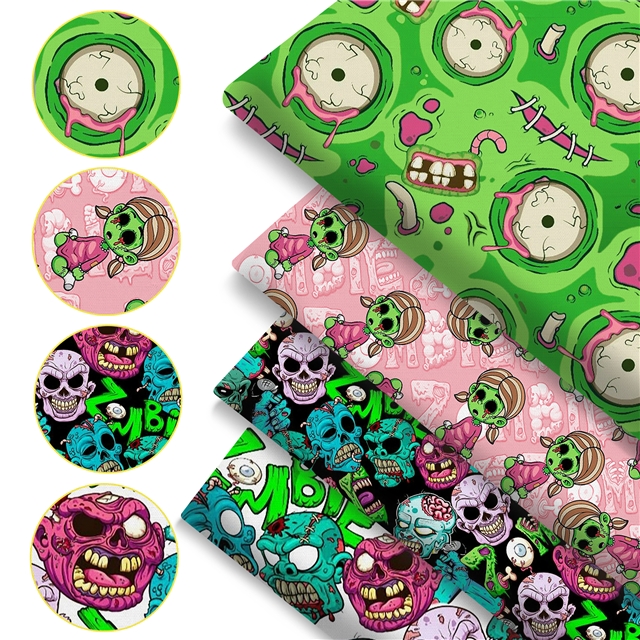 polyester cotton horror zombies series polyester cotton fabric set (4 pcs/set) polyester cotton fabric,50*45cm(19.7*17.7