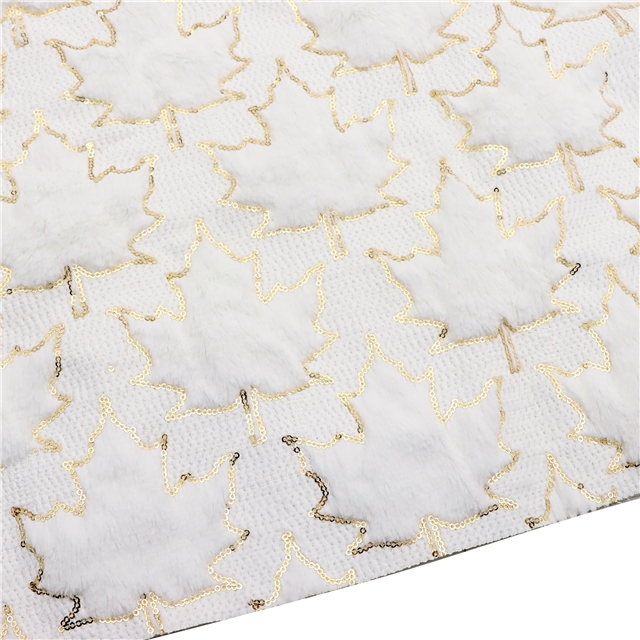 sequins maple leaf velvet fabric