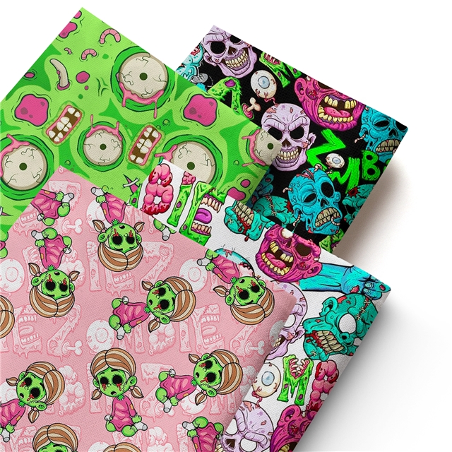 polyester cotton horror zombies series polyester cotton fabric set (4 pcs/set) polyester cotton fabric,50*45cm(19.7*17.7