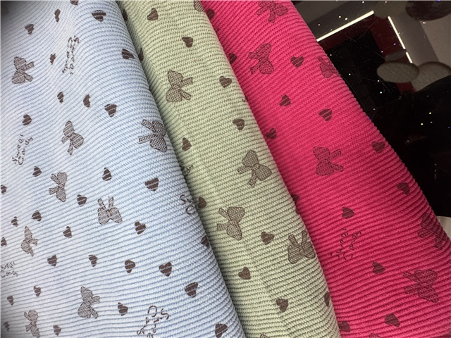 heart bow printed corduroy fabric