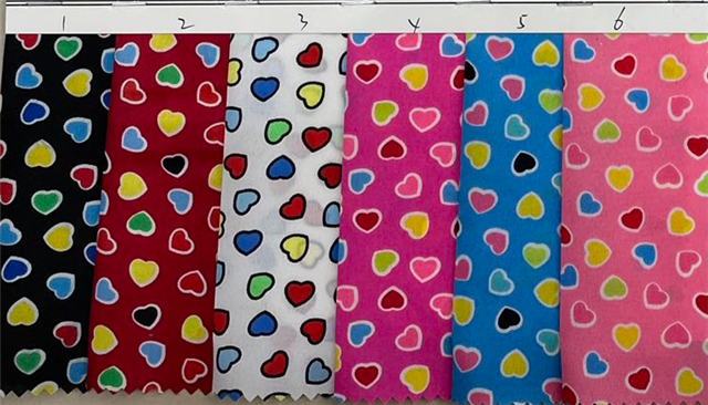 colorful heart 100％ polyester fabric