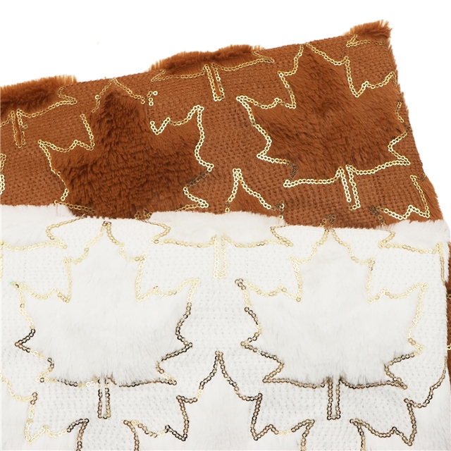 sequins maple leaf velvet fabric