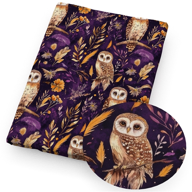 polyester cotton owl mushroom flower series polyester cotton fabric set (10 pcs/set)