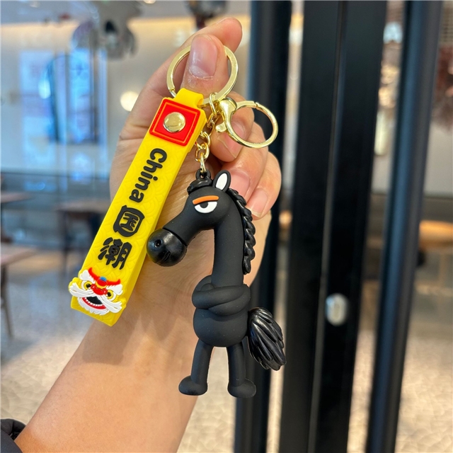 pvc horse year mascot 3d silica keychain