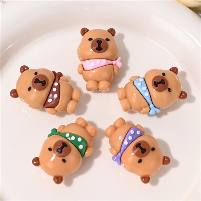 rubber 3d cartoon cute scarf capybara rubber beads