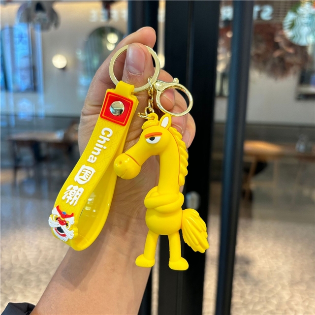 pvc horse year mascot 3d silica keychain