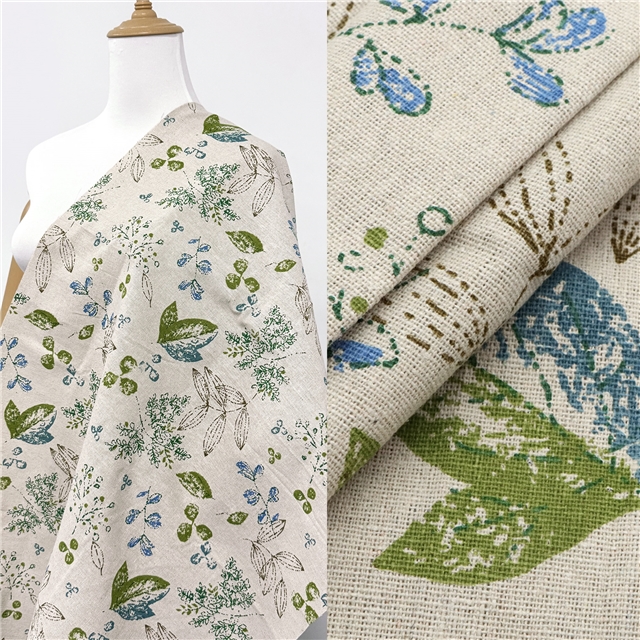 small fresh printed linen fabric