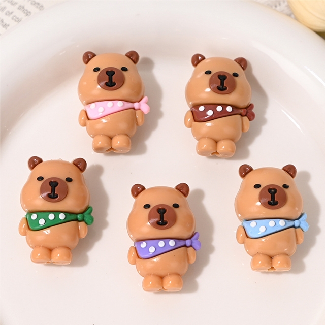 rubber 3d cartoon cute scarf capybara rubber beads