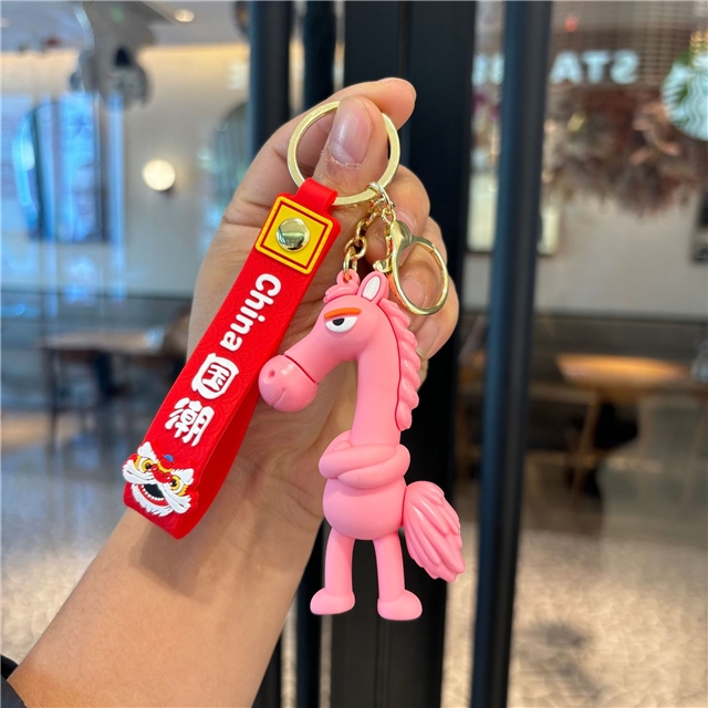 pvc horse year mascot 3d silica keychain