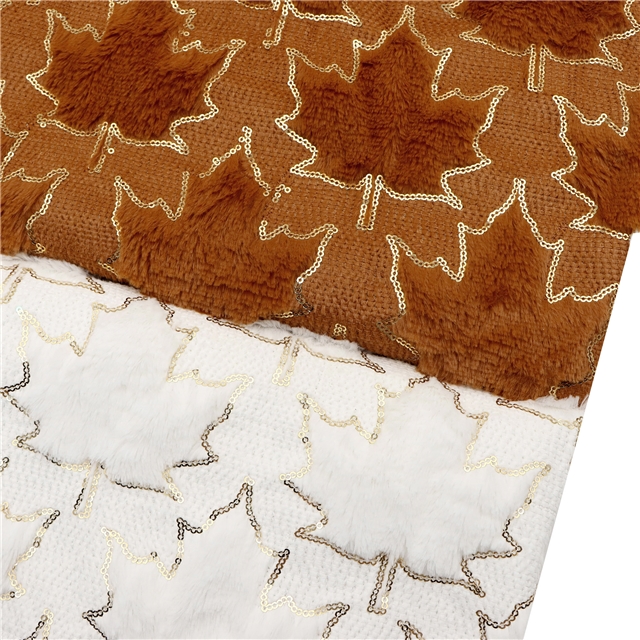 sequins maple leaf velvet fabric