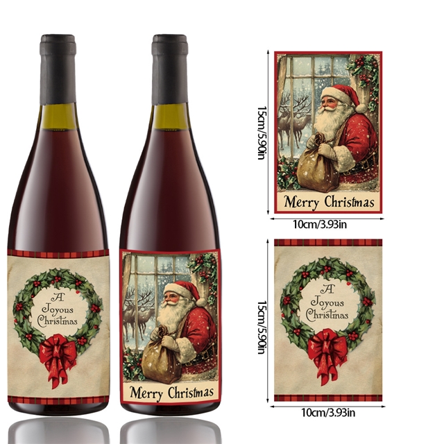 Christmas retro adhesive stickers red wine bottle stickers