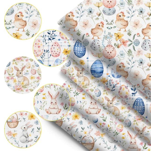 polyester cotton easter series polyester cotton fabric set (5 pcs/set)