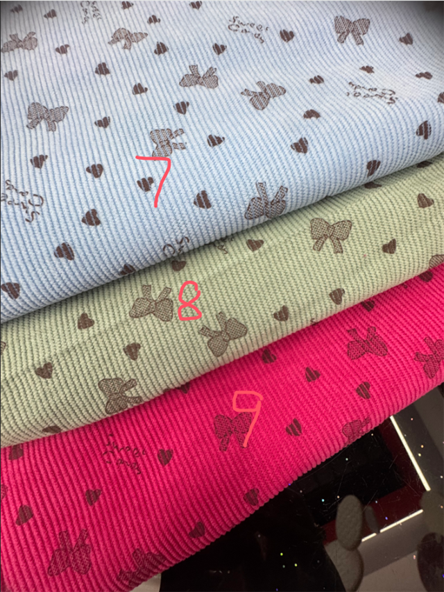 heart bow printed corduroy fabric