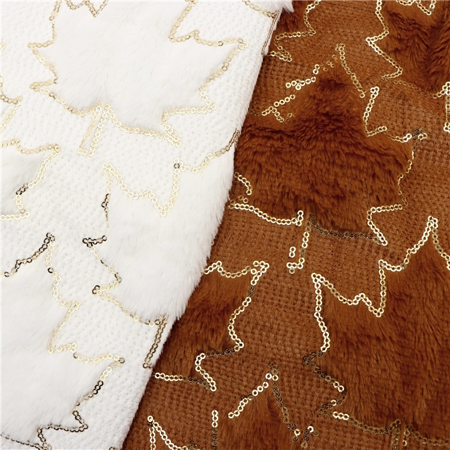 sequins maple leaf velvet fabric