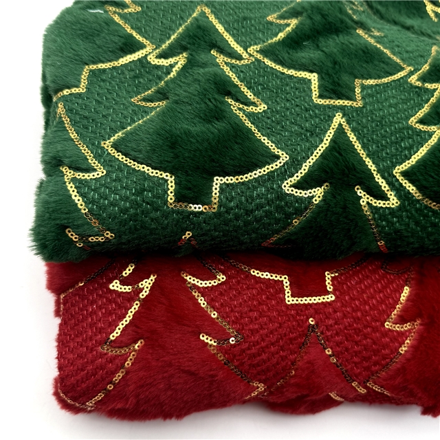 sequins christmas tree velvet fabric