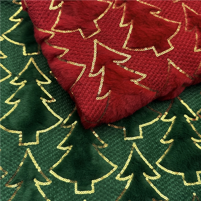 sequins christmas tree velvet fabric