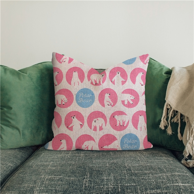 big white bear cotton-linen fabric