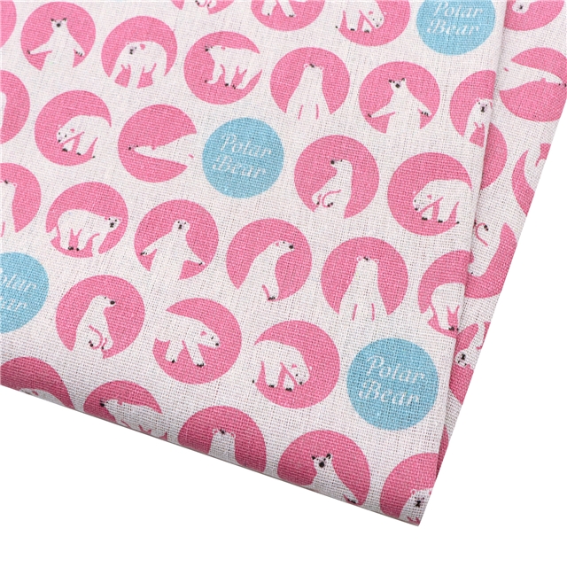 big white bear cotton-linen fabric