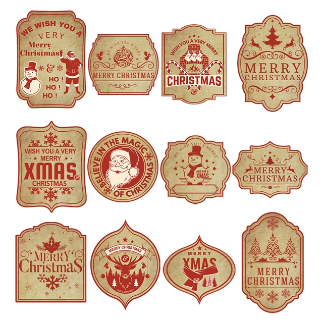 Christmas retro adhesive stickers red wine bottle stickers