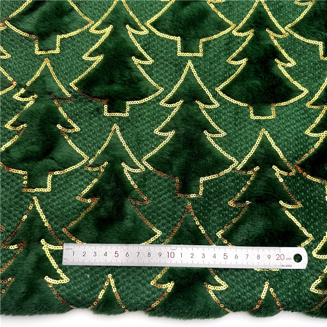 sequins christmas tree velvet fabric