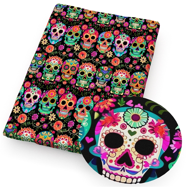 polyester cotton halloween skeleton series polyester cotton fabric set (4 pcs/set)