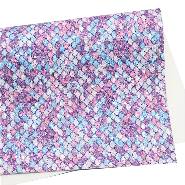 synthetic leather chunky glitter big small sequins mixed fish scales faux leather 50*140cm(19.7*55.1