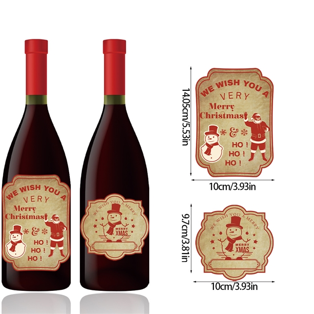 Christmas retro adhesive stickers red wine bottle stickers