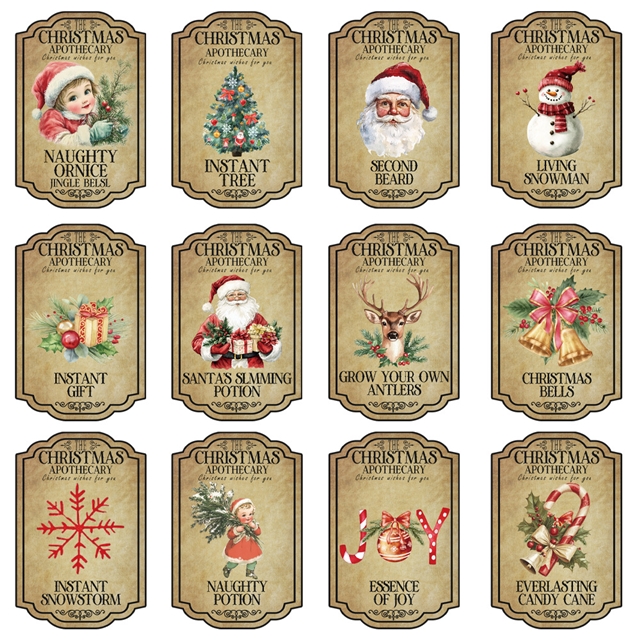 Christmas retro adhesive stickers red wine bottle stickers