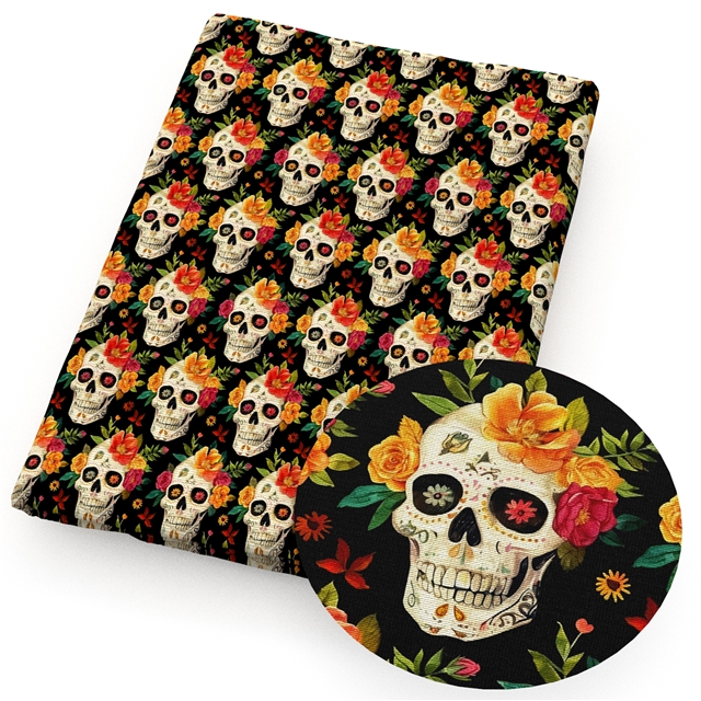 polyester cotton halloween skeleton series polyester cotton fabric set (4 pcs/set)