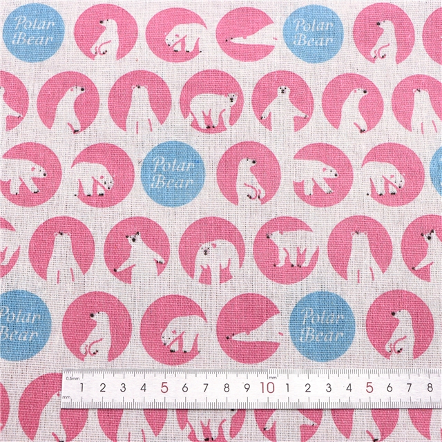 big white bear cotton-linen fabric