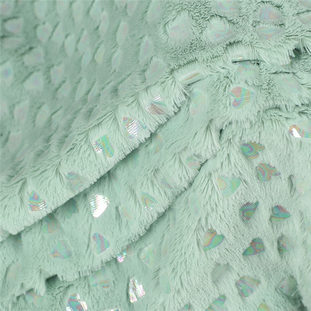 100% polyester colourful gold hot stamping heart velvet fabric