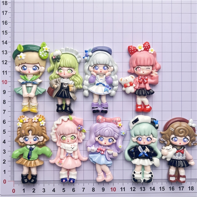 plastic/resin cute cross dressing girl large 3d resin accessories