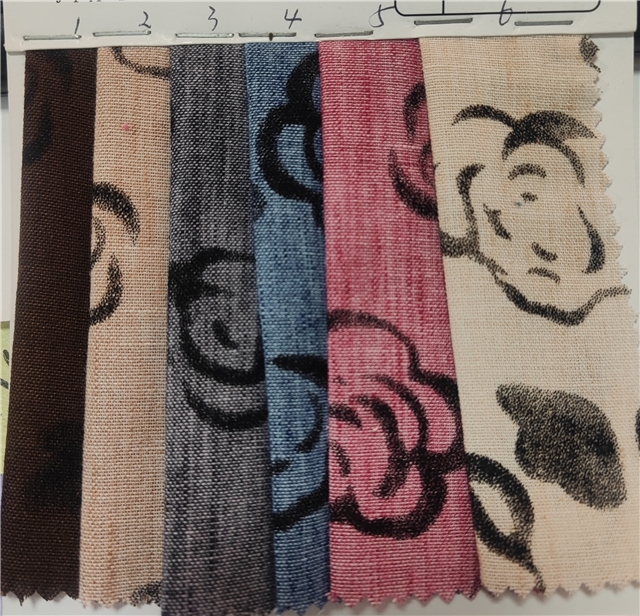 plain flower imitation hemp bamboo cotton fabric