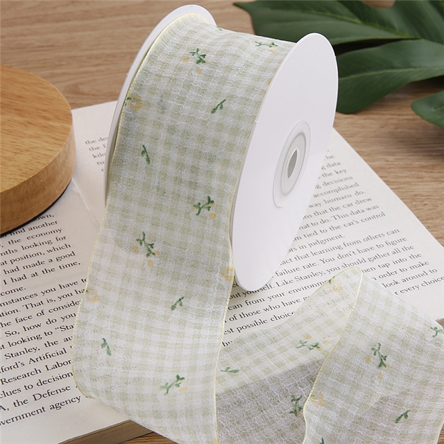small grid chiffon printed ribbon