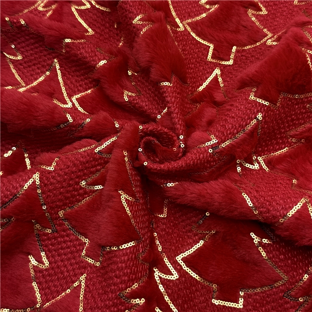 sequins christmas tree velvet fabric