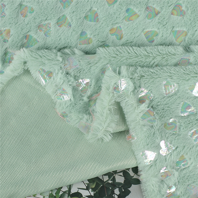 100% polyester colourful gold hot stamping heart velvet fabric